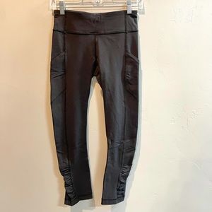 Lululemon swift speed high rise crop 21” black leggings with ruching